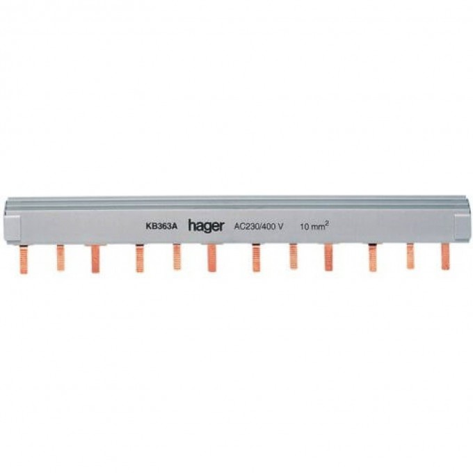 Гребенчатая шинка HAGER, 2-полюсная, 10мм², 12M KB263A